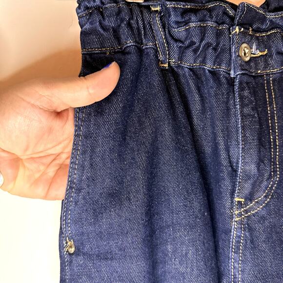 Zara Scrunch High Waist Jeans Dark Wash Size 0 Denim Blue Trendy - Picture 3 of 6